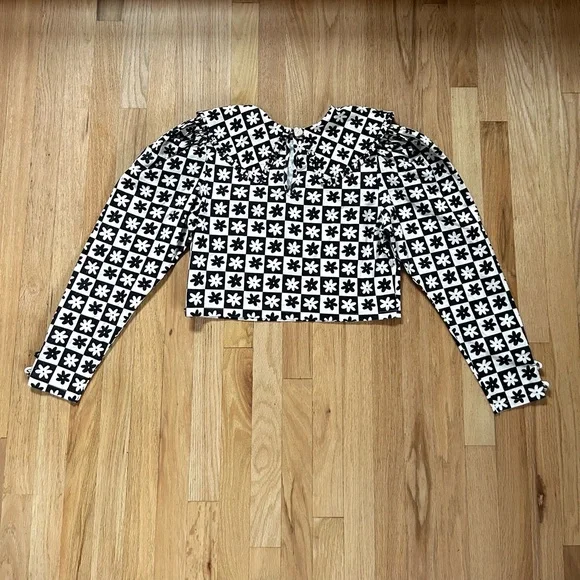 LISA SAYS GAH wendy daisy check black long sleeve blouse victorian size L - Picture 15 of 15